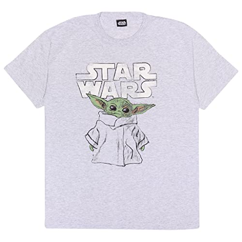 Star Wars The Mandalorian The Child Sketch męski T-shirt | oficjalny produkt | S-XXL Baby Yoda koszulka z grafiką z okrągłym dekoltem, pomysł na prezent urodzinowy dla facetów, do domu lub na siłownię