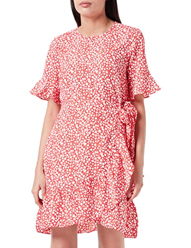 VERO MODA Damska krótka sukienka z okrągłym dekoltem, Goji Berry, S