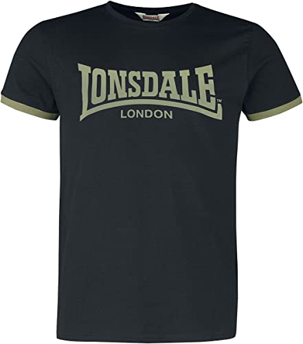 Lonsdale TOWNHEAD T-shirt męski o regularnym kroju, czarny/oliwka, L