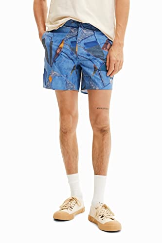 Desigual Męskie BAADOR_Alex 5005 Denim RAW Man Woven Board szorty, niebieskie, S, niebieski, S
