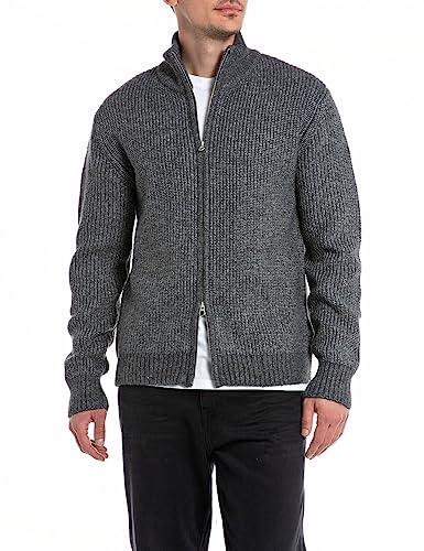 Replay Męska kurtka z dzianiny, M10 Dark Grey Melange, L