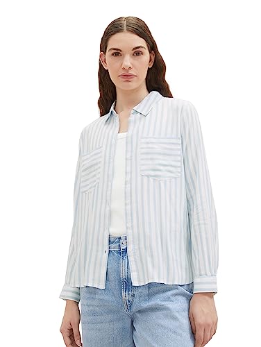 TOM TAILOR Denim Bluzka damska, 33809 - Jasnoniebieski, biały pasek, XS
