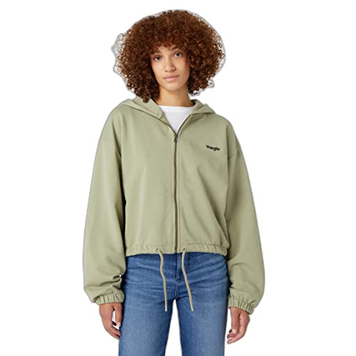 Wrangler Damska bluza z kapturem, z zamkiem błyskawicznym, liść herbaty, rozmiar L, Tea Leaf, L
