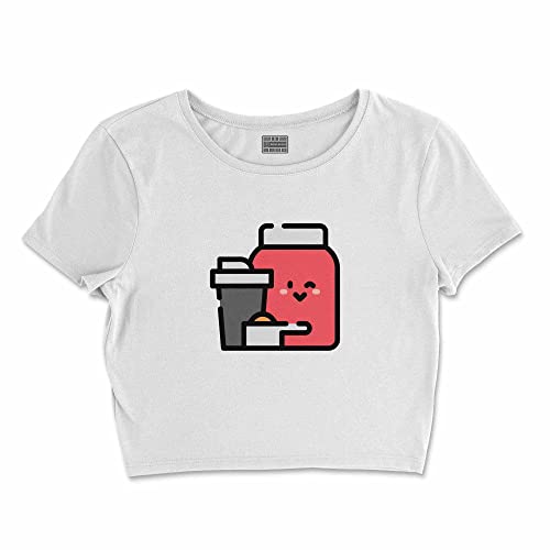 Bona Basics, Damski T-shirt basic, z nadrukiem cyfrowym, 100 bawełny, biały, swobodny, damski top, rozmiar: L, biały, L Krótki