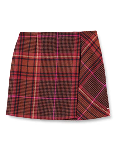 Tommy Hilfiger Damska wełniana chusta w kratkę krótka spódnica prosta, duża kratka/mimośrodowa magenta, 38, Duża kratka/mimośrodowa magenta, 64