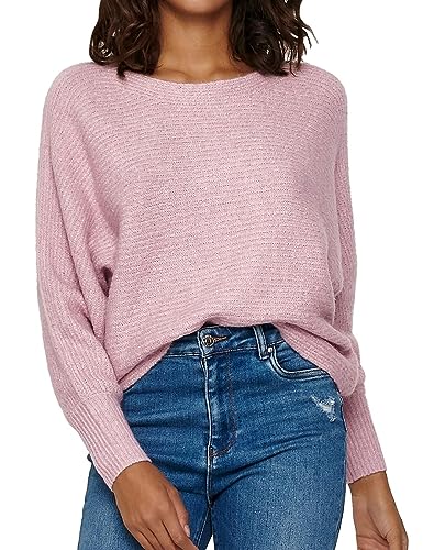 ONLY Damski sweter z dzianiny Batwing, Wororose/Szczegóły: melanż, S