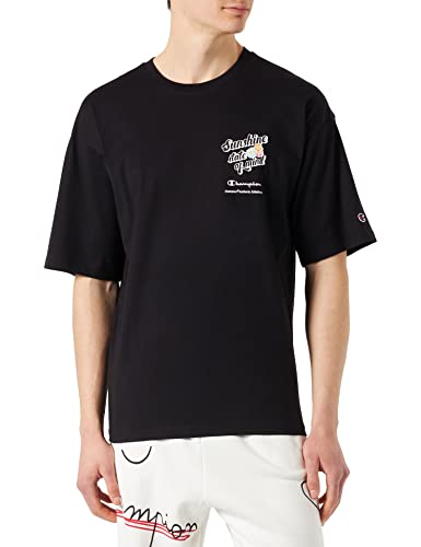 Champion Męski t-shirt Rochester 1919 Graphic Gallery z okrągłym dekoltem, rozmiar S, czarny, rozmiar L, czarny, L