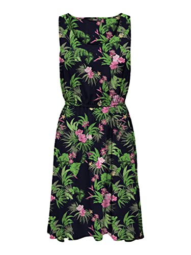 Bestseller A/S Damska sukienka Onlnova Life S/L SARA PTM, Black/AOP:436 Pure Tropical, 36, Black/Aop:436 Pure Tropical, 36