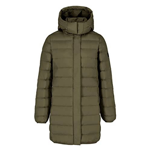 ECOALF, Płaszcz damski Umalf, z poliestru z recyklingu, z kapturem Primaloft, Ultralekki, płaszcz damski 3/4, wyściełany, Zielony wojskowy, M
