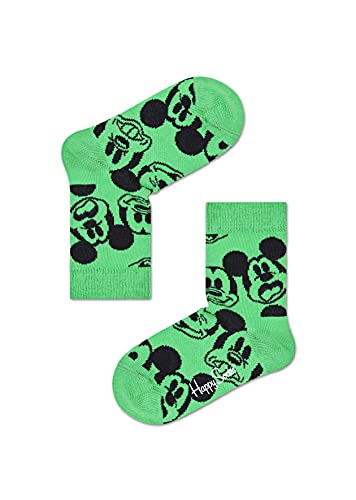 Happy Socks Kids Disney Face It, Mickey Sock, kolorowe i zabawne, Skarpety dla dzieci, Zielony (4-6Y)