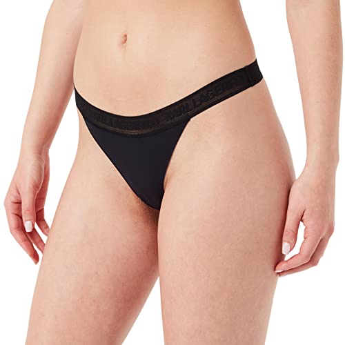KARL LAGERFELD Ultralekkie majtki stringi damskie z logo, Czarny, L