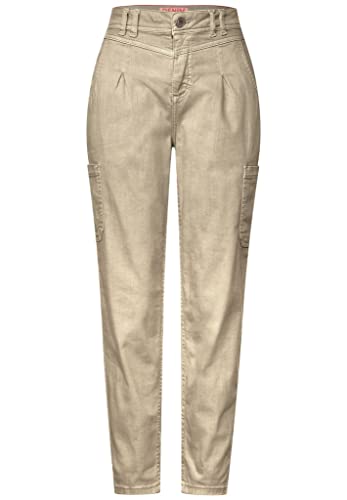 Street One Damskie spodnie cargo, Gładki piasek myty, 28W / 28L