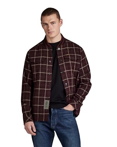 G-STAR RAW Męska kurtka bomber Collar Overshirt Jacket, Wielokolorowy (Dk Fig Dash Check D20662-d406-g086), XL