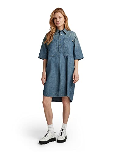 G-STAR RAW Damska koszula jeansowa na co dzień, niebieska (Antique Faded Cricket Blue D311-D889), XL, Niebieski (Antique Faded Cricket Blue D311-d889), XL