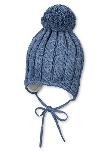 Sterntaler Chłopięca czapka z pomponem wzór warkocza czapka, średni niebieski, 47