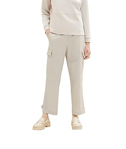 TOM TAILOR Damskie spodnie cargo Barrel Fit, 16339-Clouds Grey, 44W / 28L