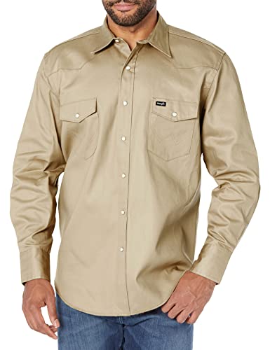 Wrangler Męska koszula Western z długim rękawem z zapięciem na zatrzask, nieprzezroczysta, Khaki, XL