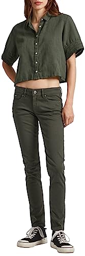 Pepe Jeans Damskie spodnie Soho, Zielony (oliwkowy), 27W / 32L