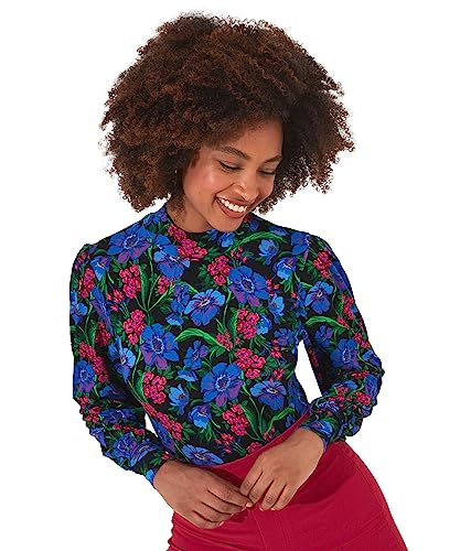 Joe Browns Damski top z dżerseju z długim rękawem, pogrubiony kwiatowy, wielokolorowy, 12, multi, 38