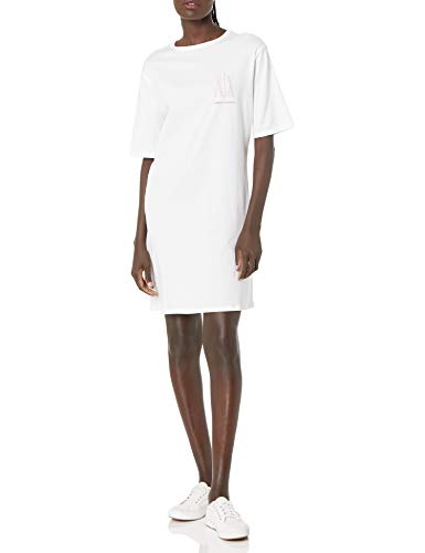 Armani Exchange Damska koszulka z logo Studded Icon Dress Casual Dress, biały, XS
