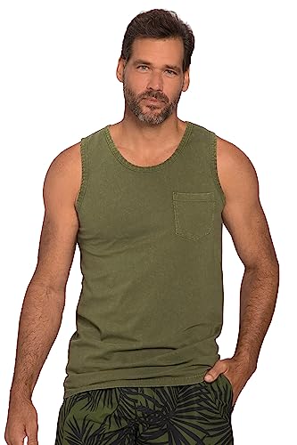 JP 1880, Męski, duże rozmiary, tank top, washed, okrągły dekolt, duży nadruk, zielony morski, 7XL
