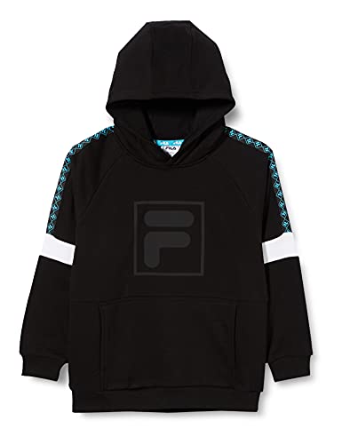 FILA Dylan Taped Hoody chłopięca bluza z kapturem, czarno-jasny biały, 134-140