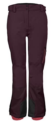 Killtec Damskie spodnie funkcyjne/spodnie narciarskie z zabezpieczeniem krawędzi i osłoną przeciwśnieżną KSW 138 WMN SKI PNTS, ciemnośliwkowe, 36, 38868-000