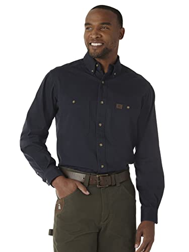 Wrangler Riggs Workwear Męska koszula robocza z długim rękawem Logger Twill, granatowa, XL wysoka