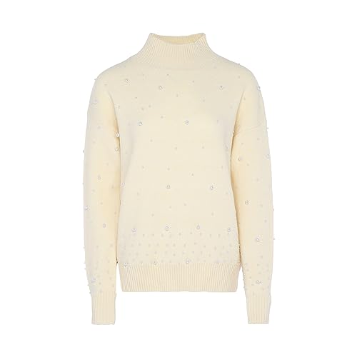 faina Damski sweter z cekinami, elegancki sweter akryl Wełna BIAŁA rozmiar XS/S, biały (wollweiss), XS