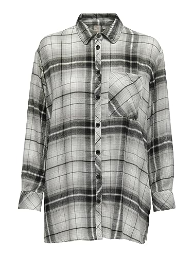 ONLY Damska bluzka Onlkarolina L/S Noos WVN, Black/Checks:Cloud Dancer, M