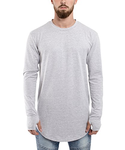 Blackskies Okrągła koszulka z długim rękawem | długa koszulka oversize, moda basic, długi rękaw, męska koszulka z długim rękawem, różne kolory, popielaty, S