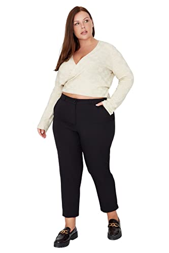 Trendyol Damskie spodnie w rozmiarze plus size, czarne, 42, Czarny, 68