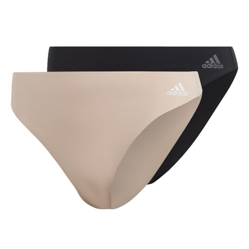 adidas Bielizna damska Active Micro Flex stringi majtki (2 sztuki), Czarna kuźnia żelazo/brzoskwiniowy bicz biały, L