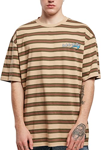 STARTER BLACK LABEL Męski T-shirt Starter Look for The Star Striped Oversize Tee T-Shirt, unionbeige/Darkolive/bark, L, Unionbeige/Darkoliv/Bark, L