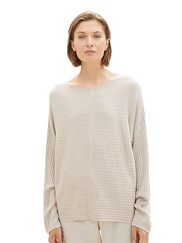 TOM TAILOR Damski sweter ze strukturą żeberkową, 32398-Clouds Grey Melange, M