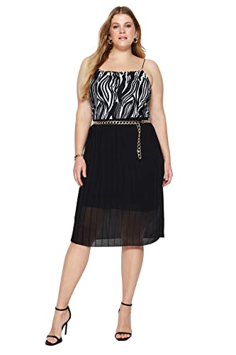 Trendyol Damska spódnica midi o regularnym kroju tkana plus size, czarna, 46, Czarny, 44