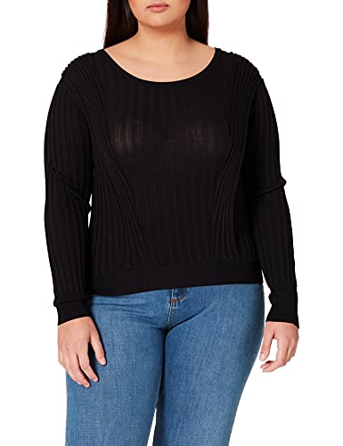 Morgan Sweter damski Pull En Côte Volume Épaule Mange, czarny, M Wysoki