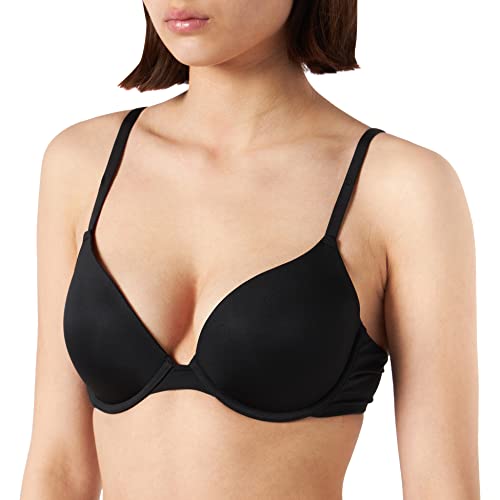 Esprit Damskie Shiny Mikro Para Sexy Push Biustonosz z push-up, Czarny, 85C