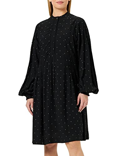 Replay Sukienka damska, 010 czarny/naturalny biały, L