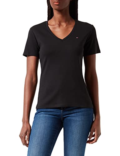 Tommy Hilfiger Damska koszula z dekoltem w serek, Czarny, XXS