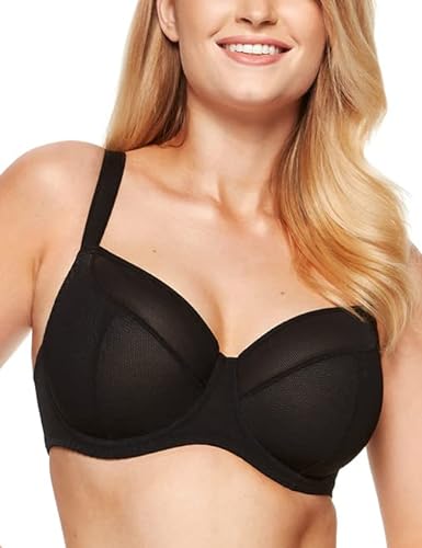 Gorteks Valentina-B2 V2 Biustonosz damski miękki i wygodny z fiszbinami bez wyściółki biustonosz dla dużych i małych piersi - 80B, czarny, czarny, 80B