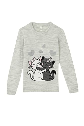 DeFacto Sweter z długim rękawem dla dziewcząt - sweter z długim rękawem dla dziewcząt topy (Printed Grey/Red/Black, 4/5 Y), Printed Grey/Red/Black, 4-5 Lata