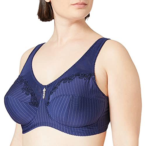 Ulla Popken Damski duży rozmiar, duże rozmiary, biustonosz odciążający, bez fiszbin, zawieszka ze strasu, Cup C - G Navy 110D 658495740-110D, grantowy, 110D