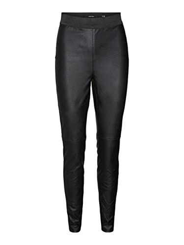 VERO MODA Women's VMSTORM HR PL Cut Noos legginsy, czarne, M/32, czarny, (M) W / 32L