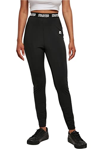 STARTER BLACK LABEL Damskie legginsy z wysokim stanem, spodnie sportowe z logo, wysoki i elastyczny ściągacz, nadruk logo, rozmiar XS do XL, czarny, L