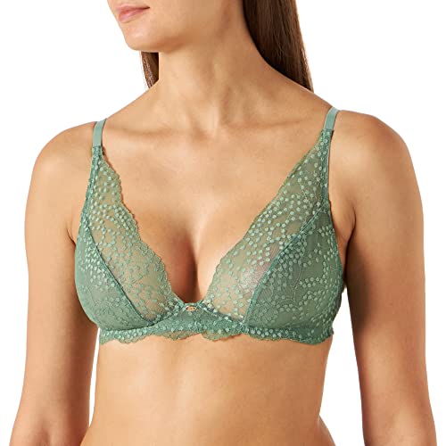 women'secret Damski trójkątny biustonosz koronkowy, zielony, 34C, ZIELONY, 75C