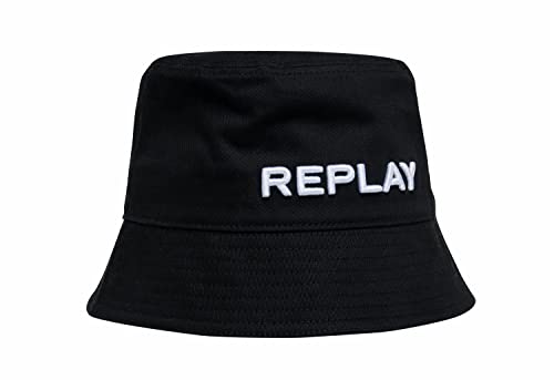 Replay Czapka typu bucket z logo unisex, 098 BLACK, L