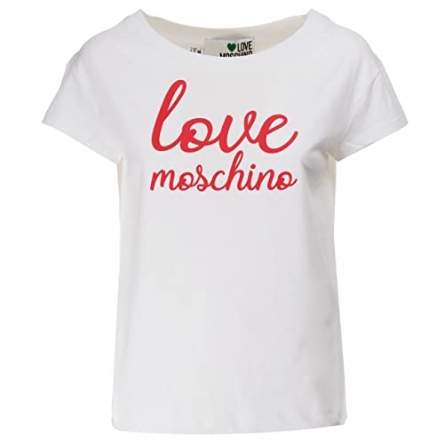 Love Moschino Damska koszulka z krótkim rękawem Boxy Fit, optical white, 40