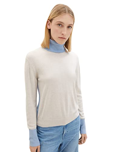 Damski sweter TOM TAILOR z golfem, 32398-chmurki szary melanż, XXL