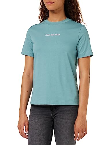 Calvin Klein Jeans Damska koszulka Institutional Straight S/S z dzianiny, Arktyczny/neonowy róż, S